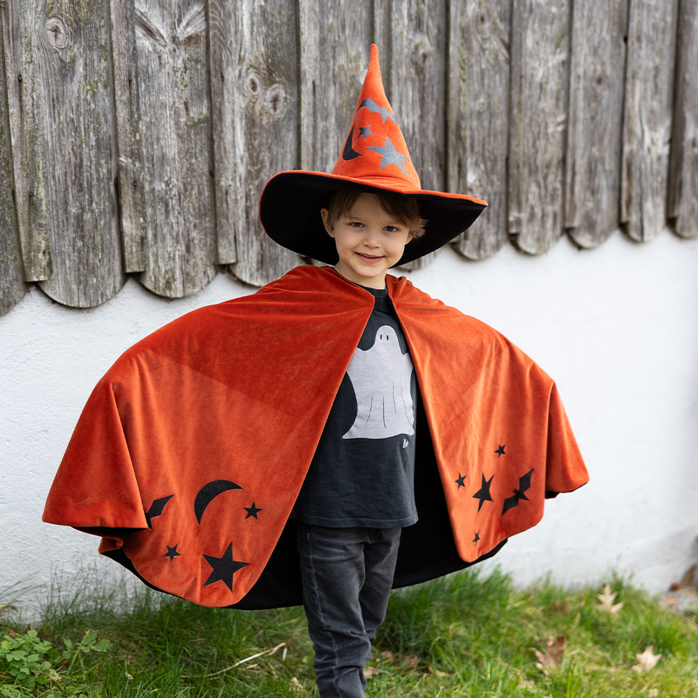 Αποκριάτικη κάπα πορτοκαλί με καπέλο "Halloween"