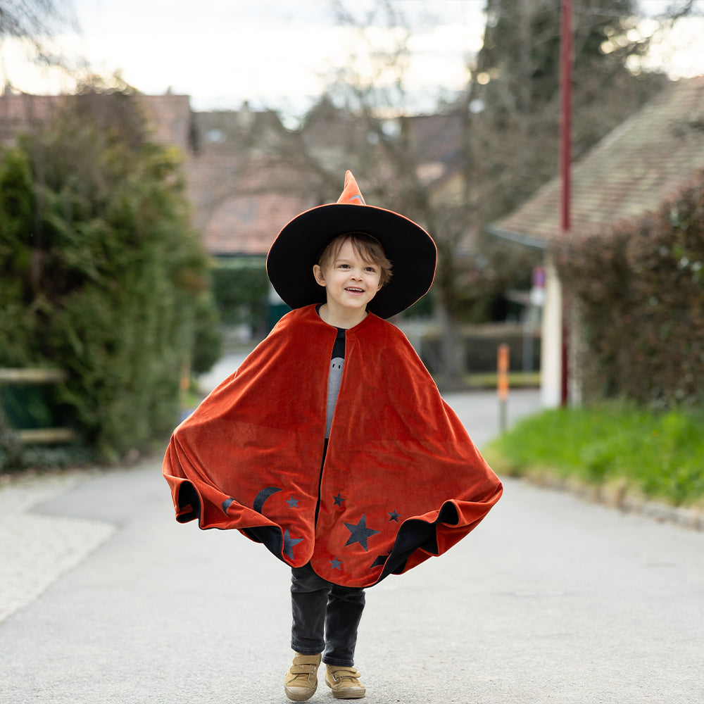 Αποκριάτικη κάπα πορτοκαλί με καπέλο "Halloween"