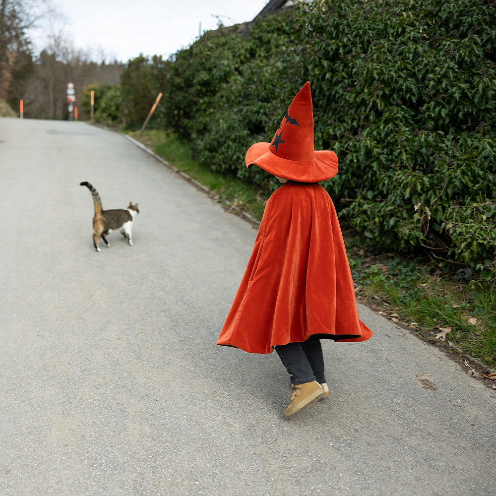 Αποκριάτικη κάπα πορτοκαλί με καπέλο "Halloween"