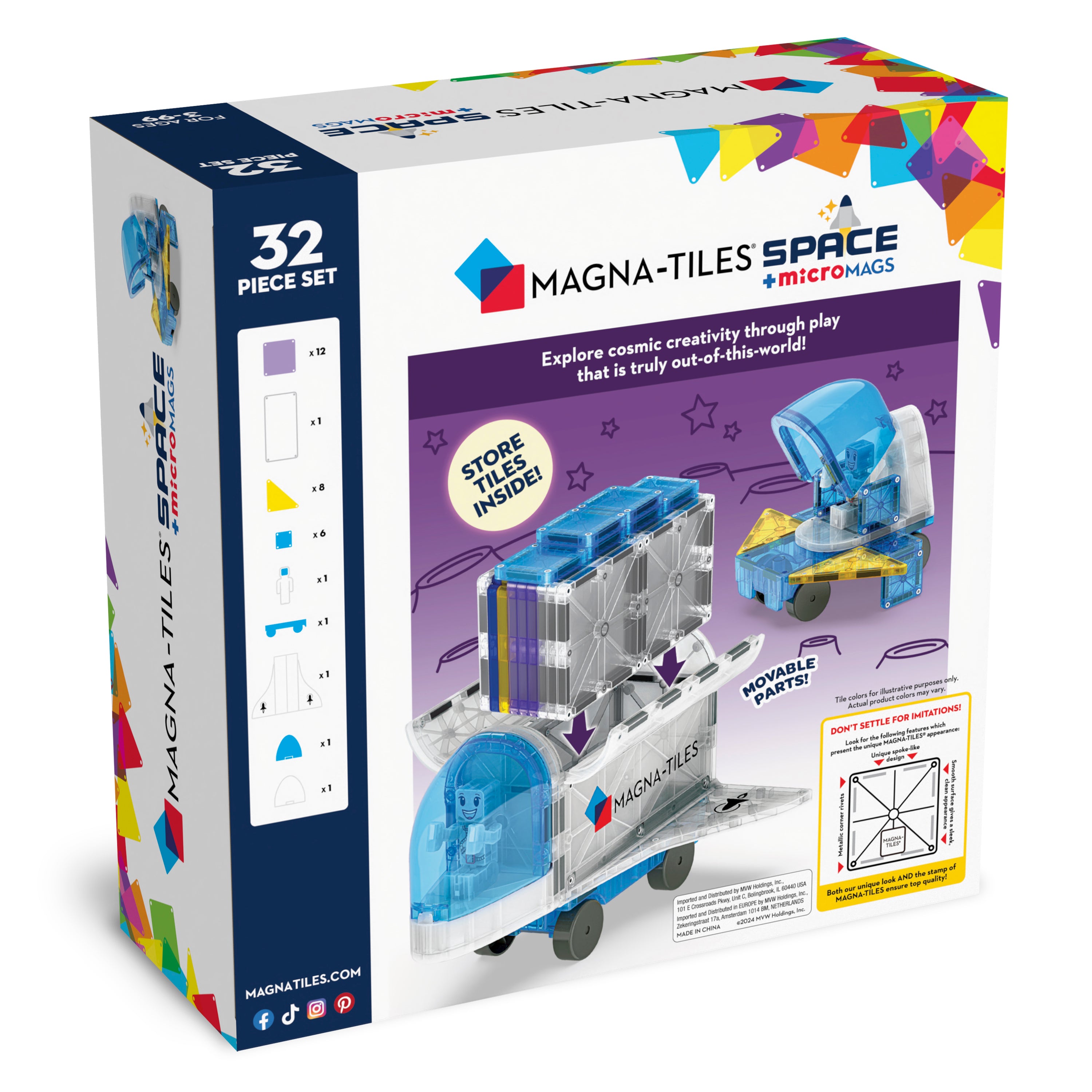 Μαγνητικό Παιχνίδι 32 κομματιών Space Magna-Tiles