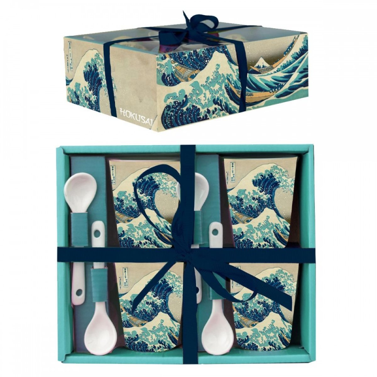 Σετ 4 κούπες espresso με κουταλάκια “Vague” Hokusai