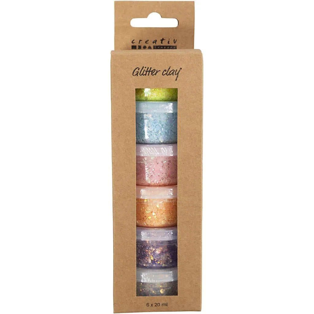 Glitter Clay - πηλός 6x20ml, pastel χρώματα