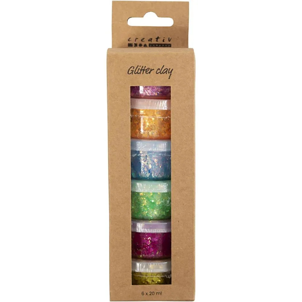 Glitter Clay - πηλός 6x20ml, έντονα χρώματα
