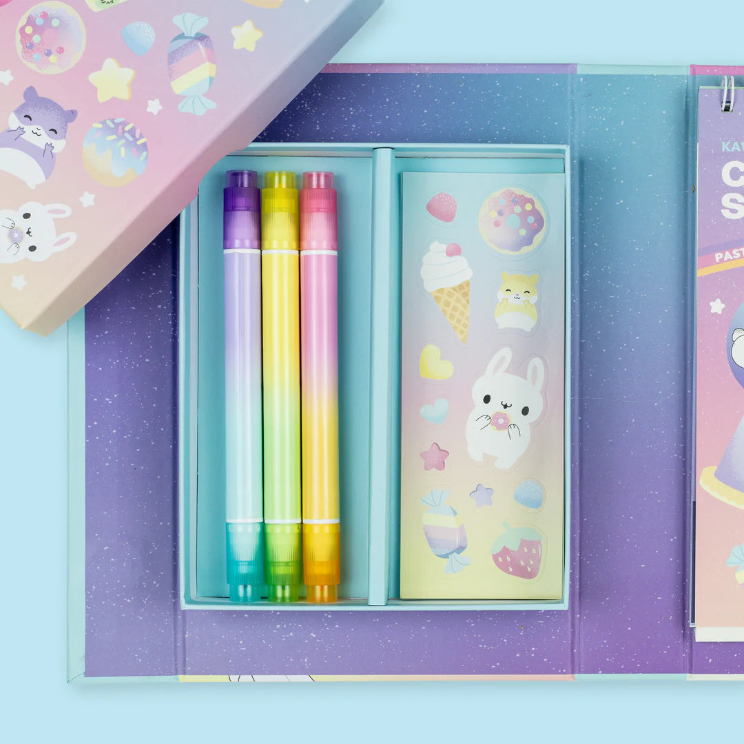 Σετ δραστηριοτήτων –  Pastel Colouring Set Kawaii Cafe