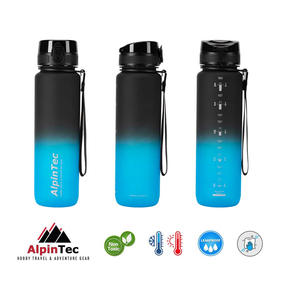 Παγούρι Bicolor 1000 ml Black/Blue