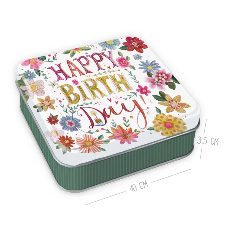 Μικρό μεταλλικό κουτί "Happy Birthday"