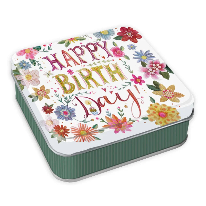 Μικρό μεταλλικό κουτί "Happy Birthday"