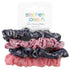 Σετ 4 scrunchie μαλλιών, Pink & Gray floral