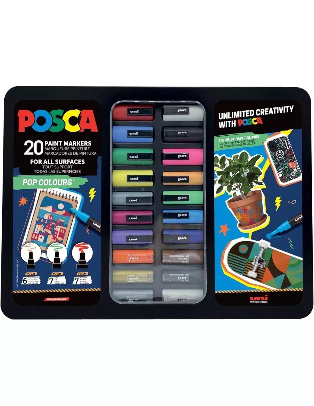 POSCA Pop Colours - Μεταλλική κασετίνα με 20 μαρκαδόρους