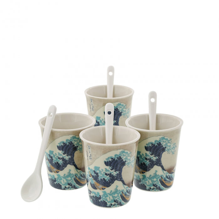 Σετ 4 κούπες espresso με κουταλάκια “Vague” Hokusai
