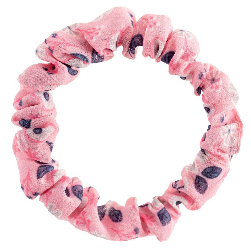 Σετ 4 scrunchie μαλλιών, Pink & Gray floral