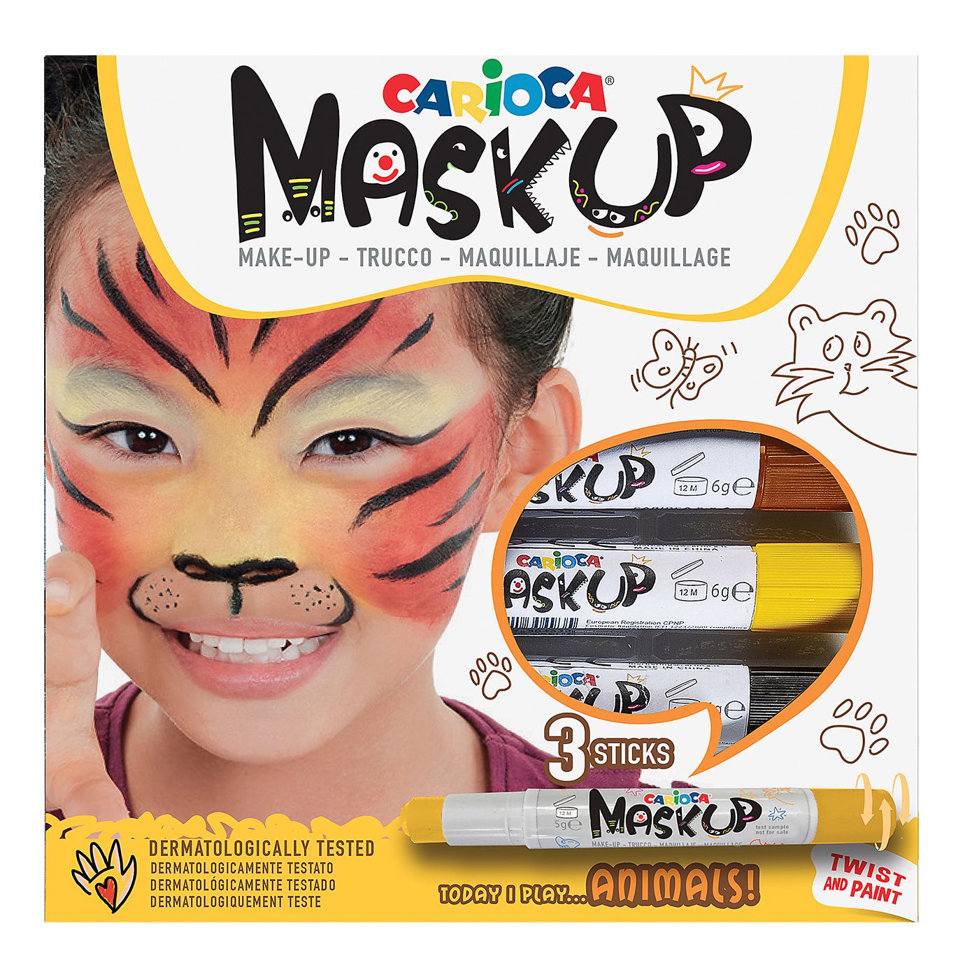 Face painting σε 3 χρώματα Carioca (ζωάκια)